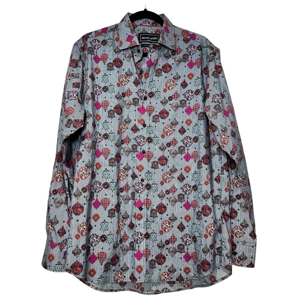 David Smith Australia Men’s MED Statement Lantern Long Sleeve Classic Fit Shirt